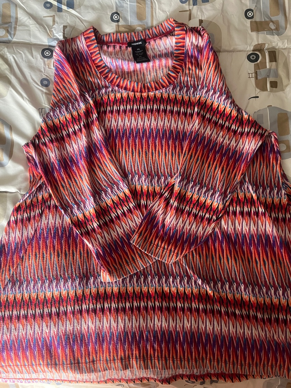 Multicolor Zigzag 3/4  Sleeve tunic